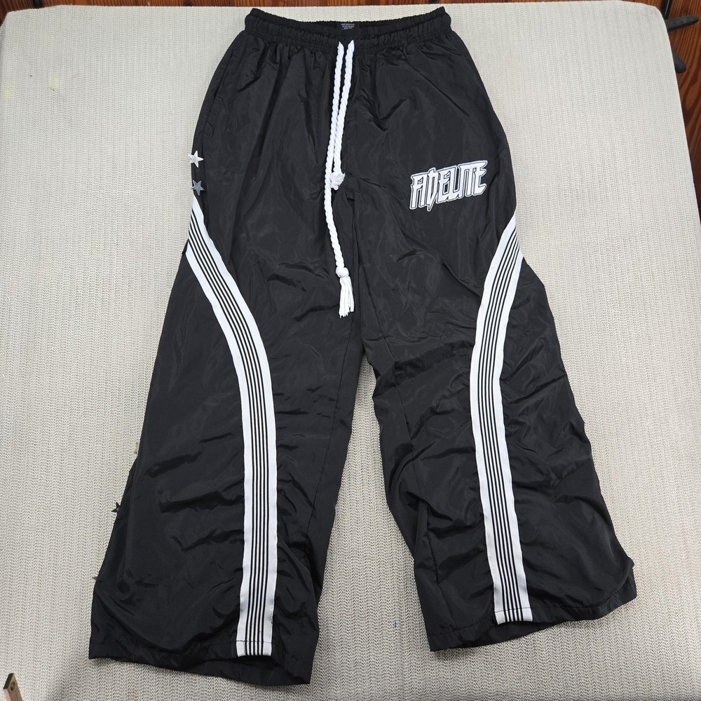 Fidelite Track Pants Mens XL Black Star Stripe Wide Leg Streetwear‎ Skate